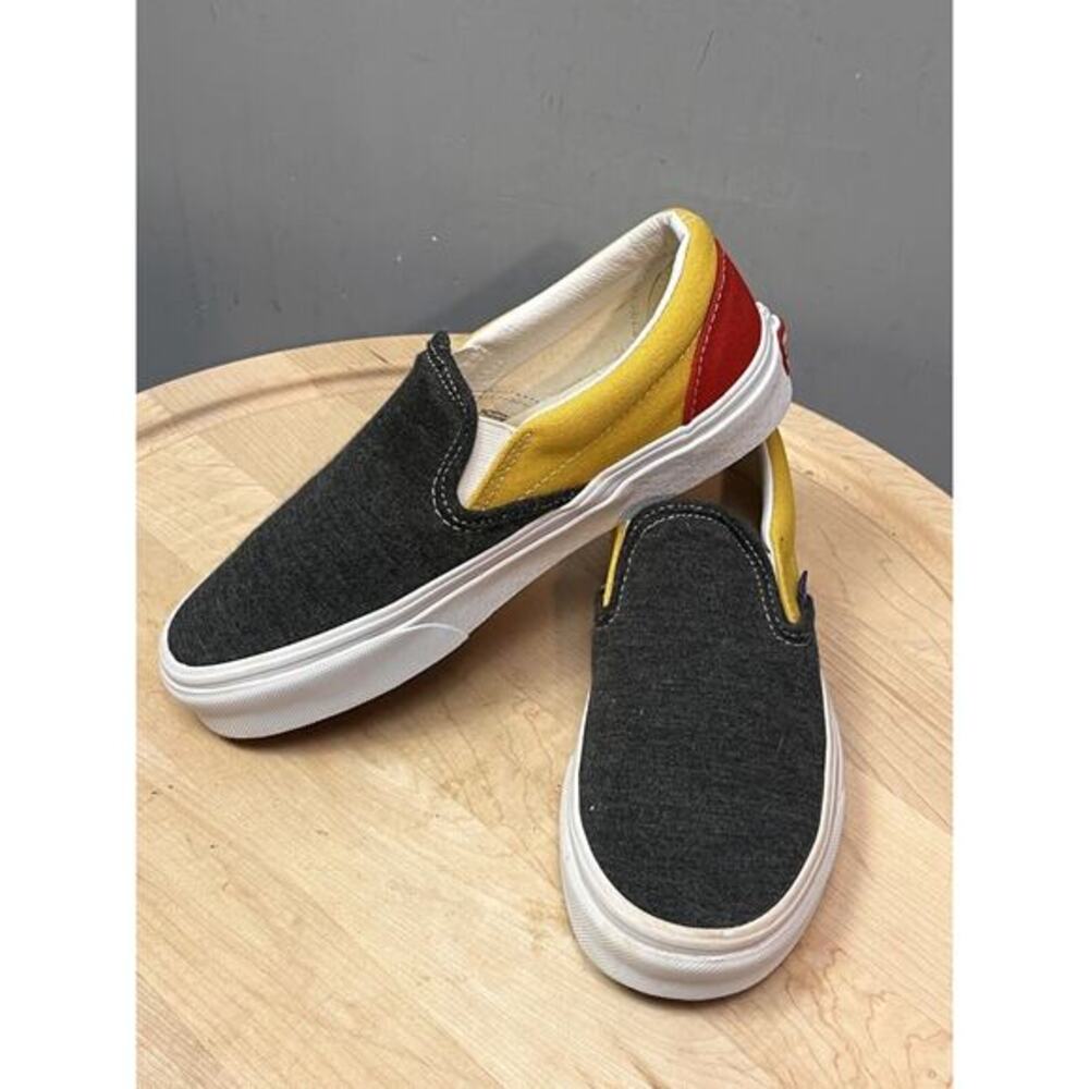 VANS Coastal Classic Slip-On Women's 6.0 Mens 4.5 Canvas Grey Yellow Red